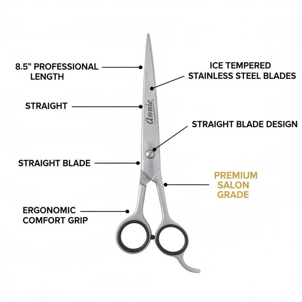 Annie Ice Tempered Stainless Steel Hair Shears 8.5 Inch, 1 Count, Silver Annie International, Inc.