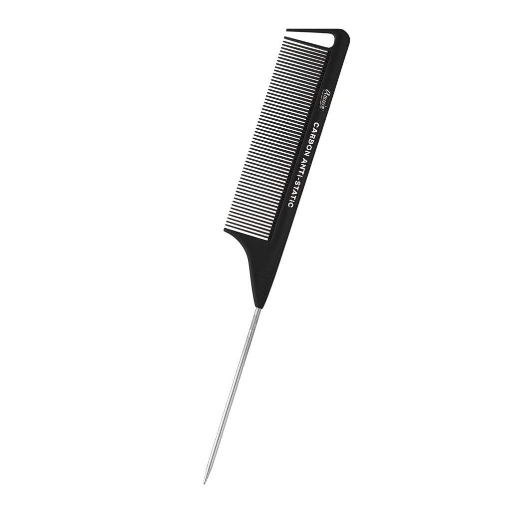 Annie Carbon Fiber Pin Tail Comb, 1 Count Section Comb, Black Annie International, Inc.