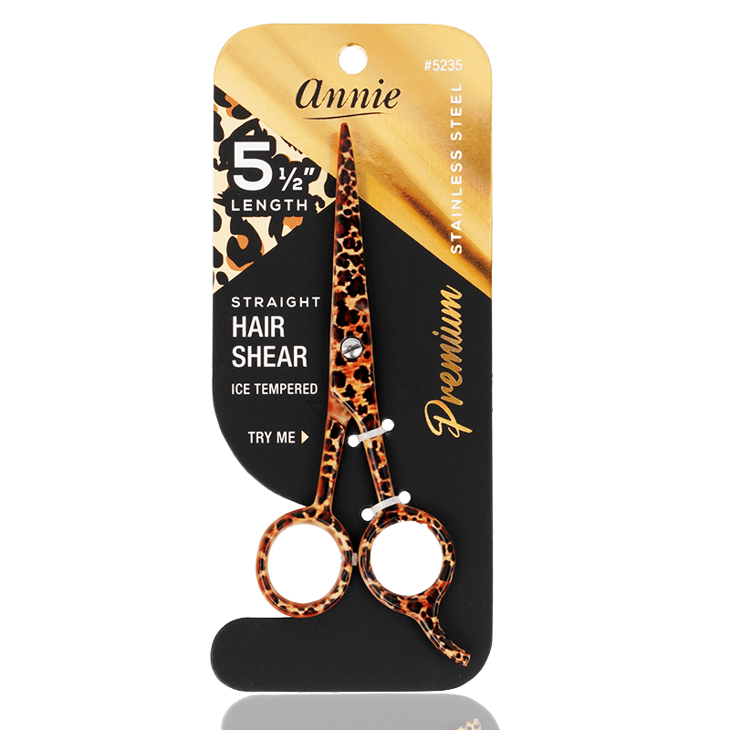 Annie Stainless Steel Straight Hair Shears 5.5 Inch, 1 Count, Leopard Print Annie International, Inc.