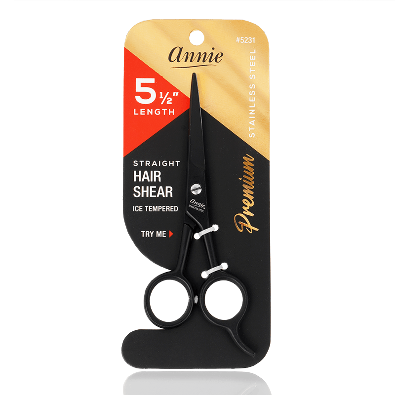 Annie Stainless Steel Straight Hair Shears 5.5 Inch, 1 Count, Black Annie International, Inc.