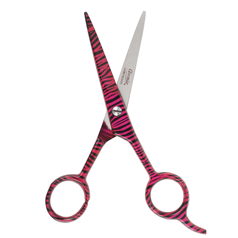 Annie Stainless Steel Straight Hair Shears 5.5 Inch, 1 Count, Pink Zebra Annie International, Inc.