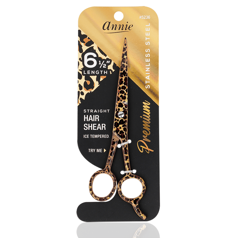 Annie Stainless Steel Straight Hair Shears 6.5 Inch, 1 Count, Leopard Print Annie International, Inc.