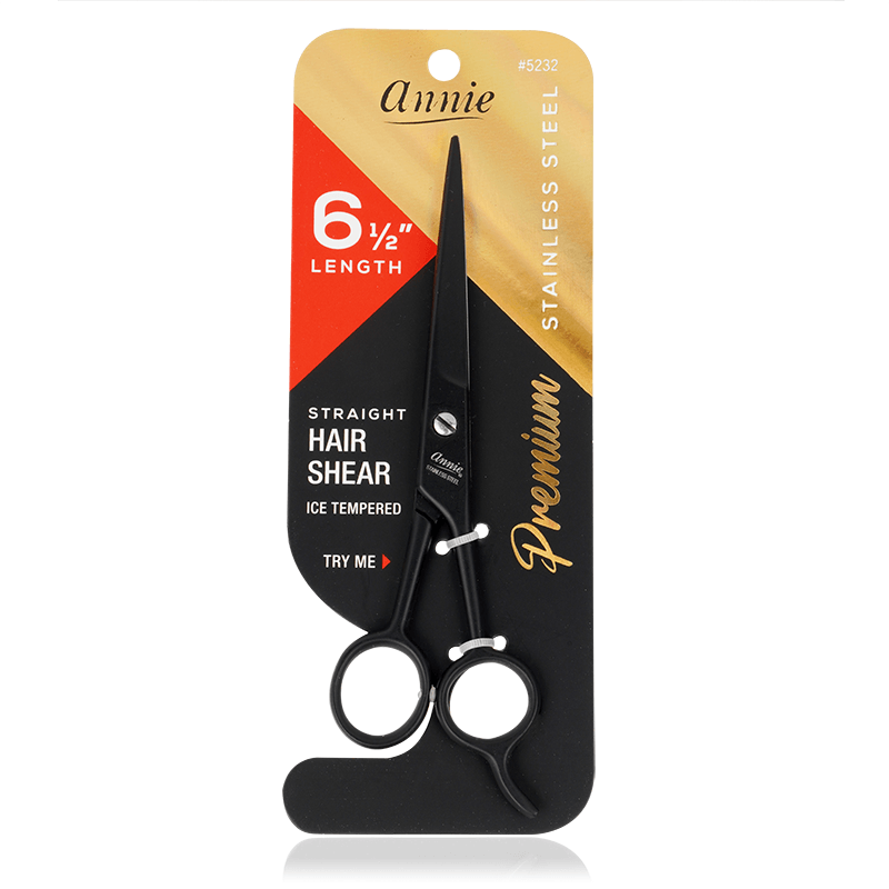 Annie Stainless Steel Straight Hair Shears 6.5 Inch, 1 Count, Black Annie International, Inc.
