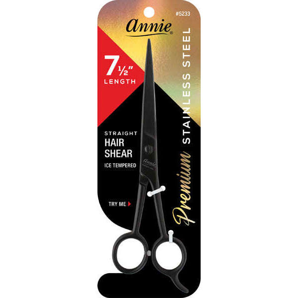Annie Stainless Steel Straight Hair Shears 7.5 Inch, 1 Count, Black Annie International, Inc.