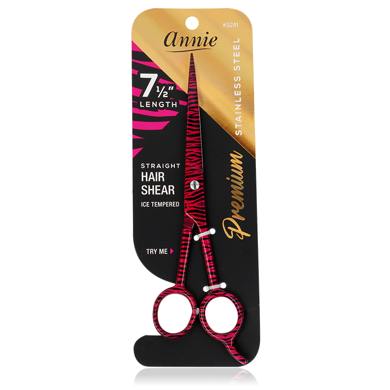 Annie Stainless Steel Straight Hair Shears 7.5 Inch, 1 Count, Pink Zebra Annie International, Inc.