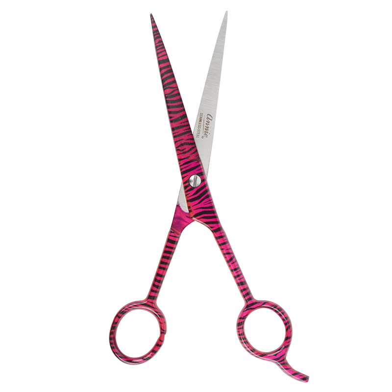 Annie Stainless Steel Straight Hair Shears 7.5 Inch, 1 Count, Pink Zebra Annie International, Inc.