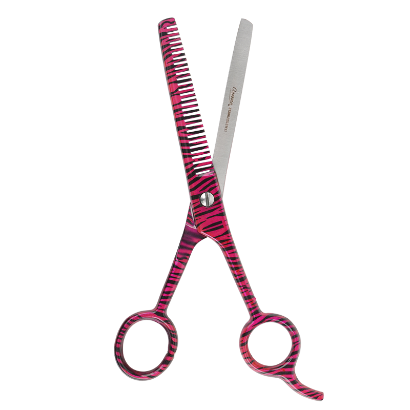 Annie Stainless Steel Thinning Hair Shears 6.5 Inch, 1 Count, Pink Zebra Annie International, Inc.