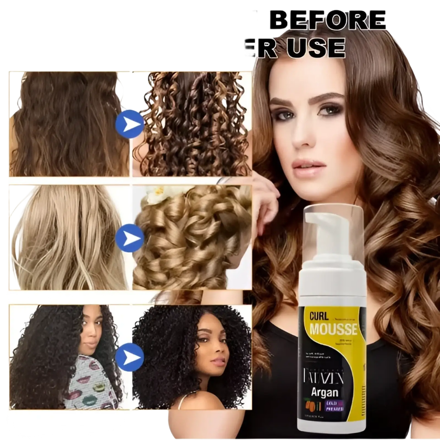 Argan Oil Curl Mousse Strong Hold Hair Styling Foam ARBA Global