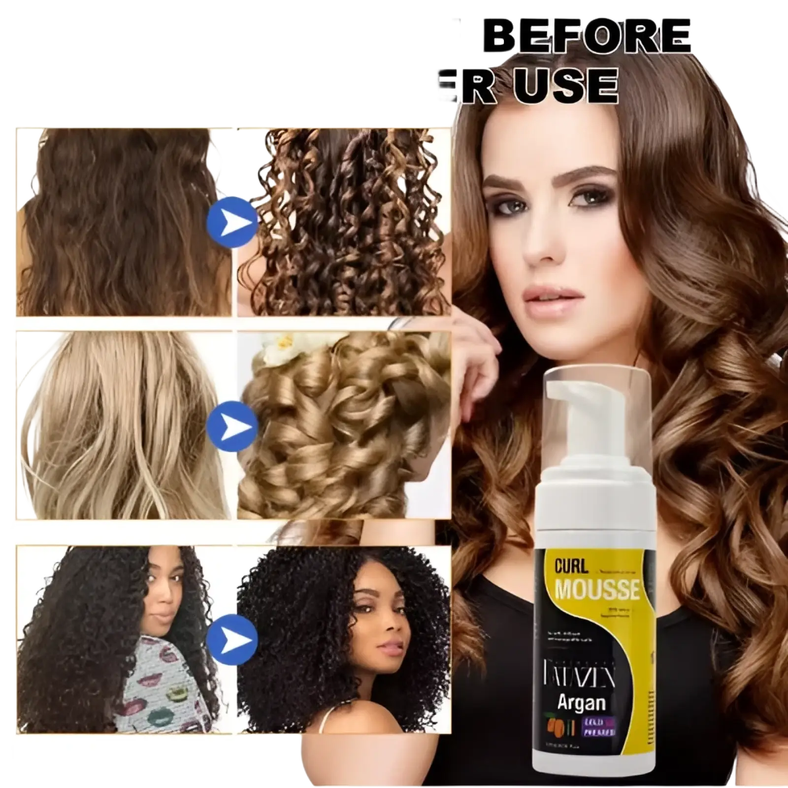 Argan Oil Curl Mousse Strong Hold Hair Styling Foam ARBA Global