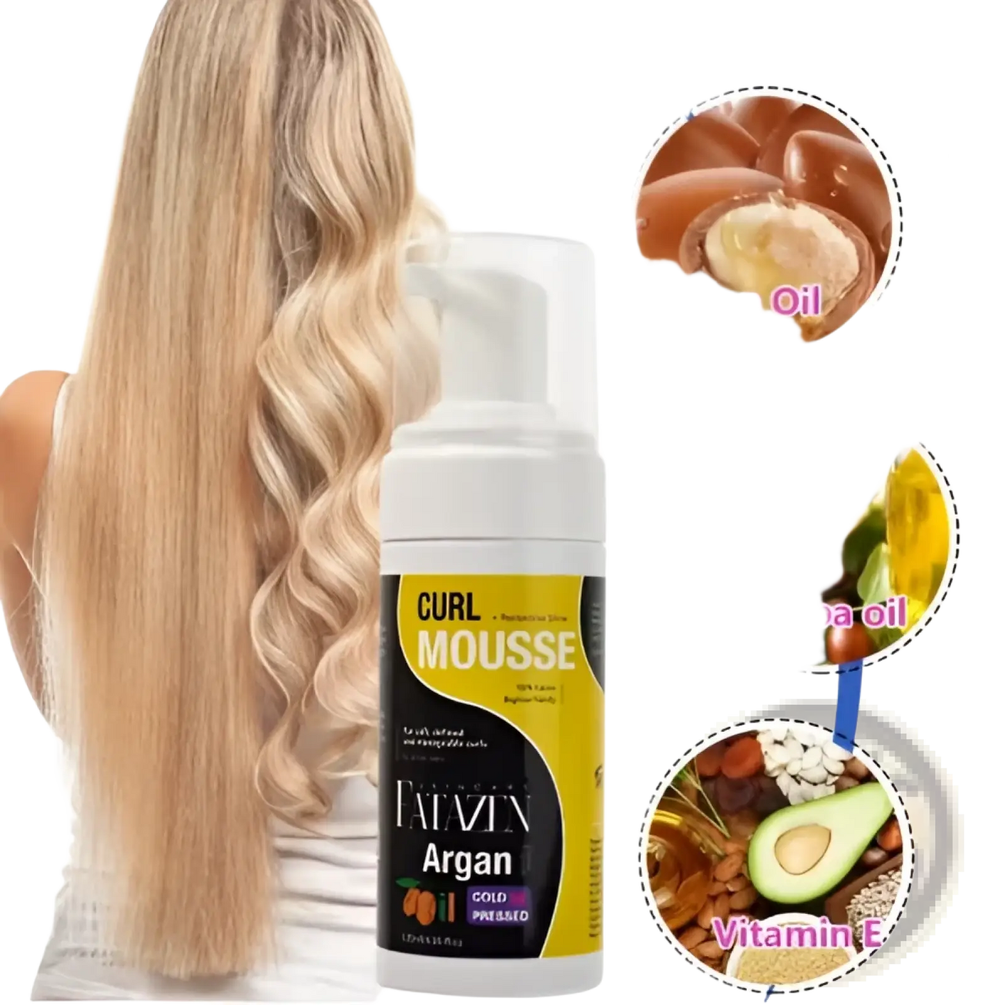Argan Oil Curl Mousse Strong Hold Hair Styling Foam ARBA Global