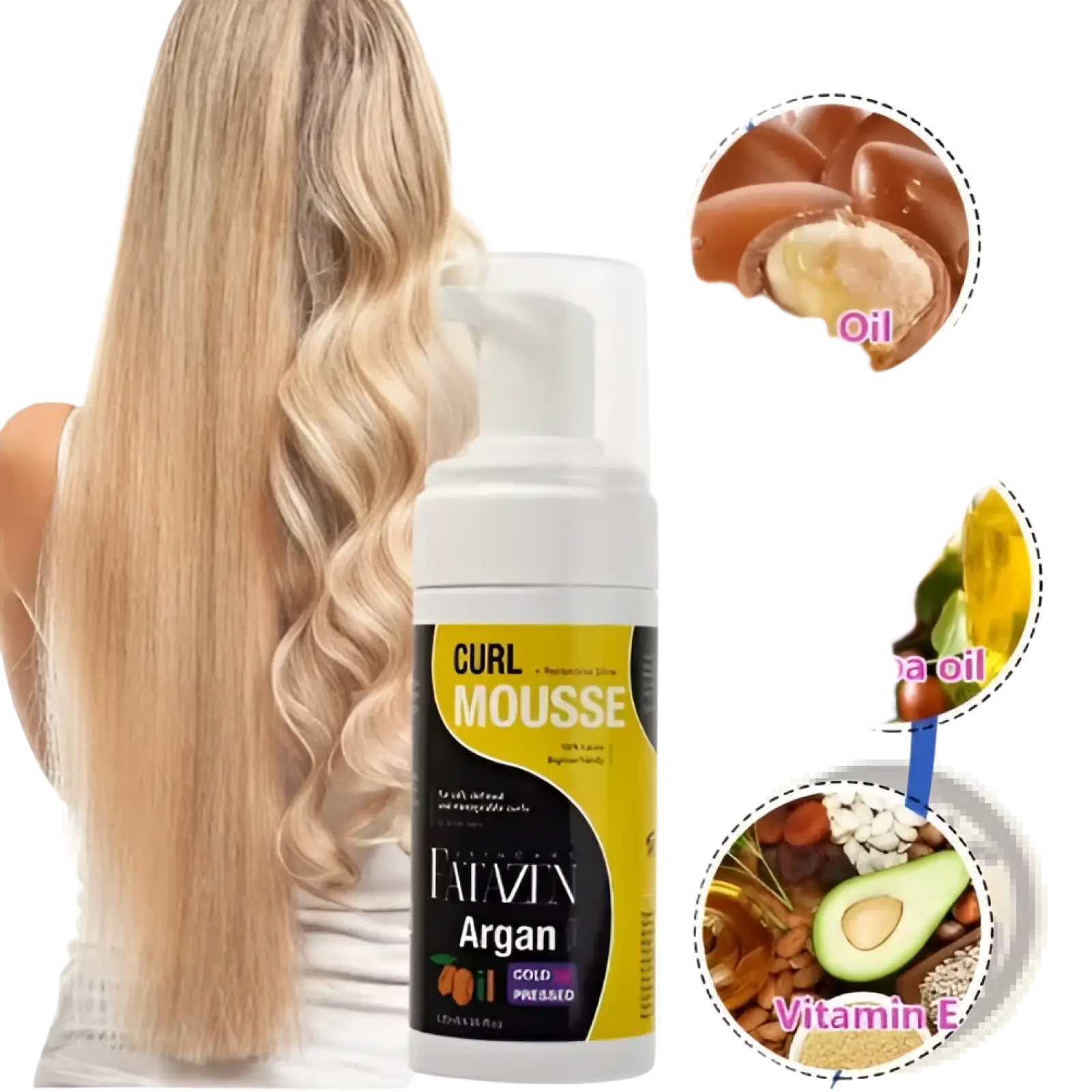Argan Oil Curl Mousse Strong Hold Hair Styling Foam ARBA Global