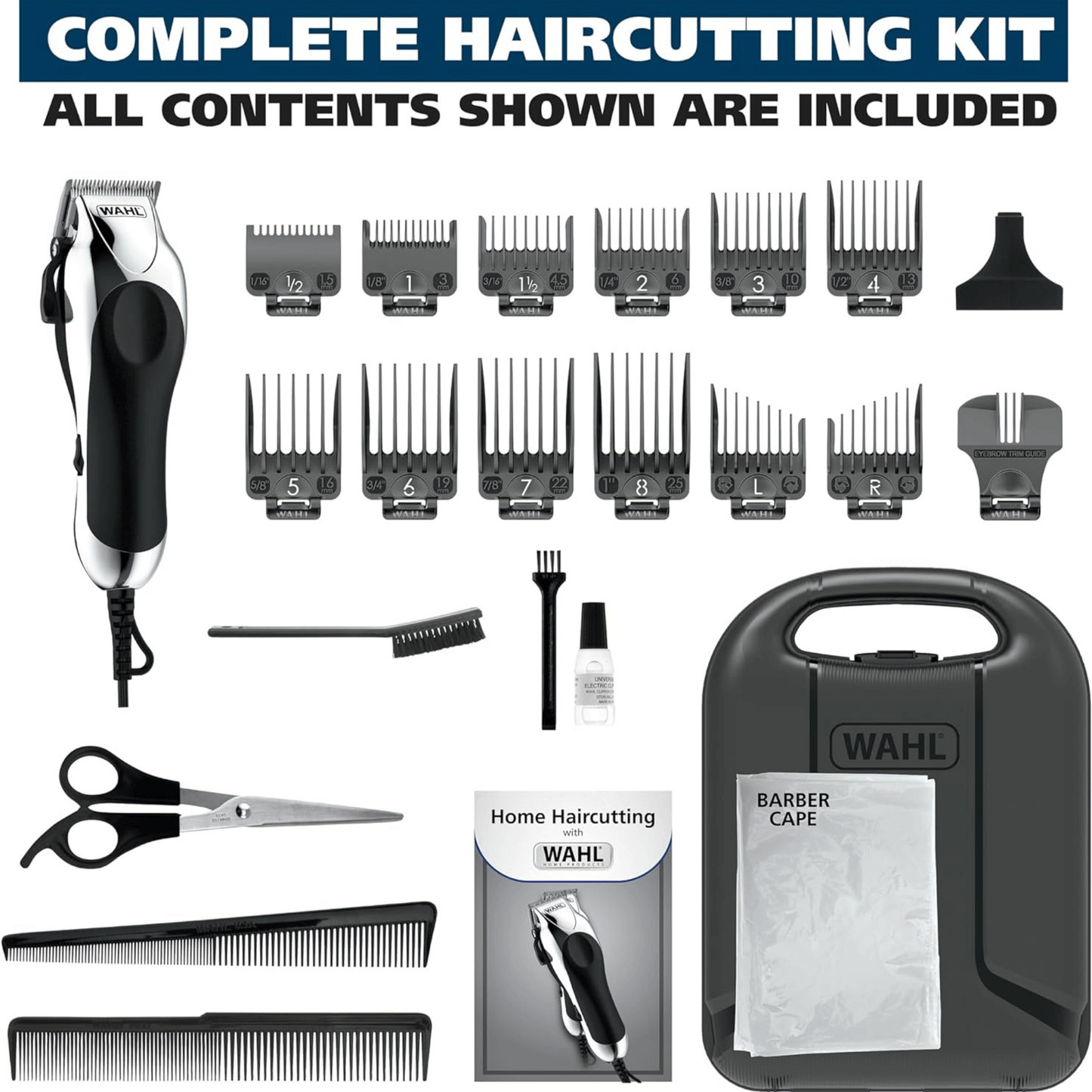 Wahl 24-Piece Chrome Pro Hair Clipper Kit Made in USA Jupiter Gear Home