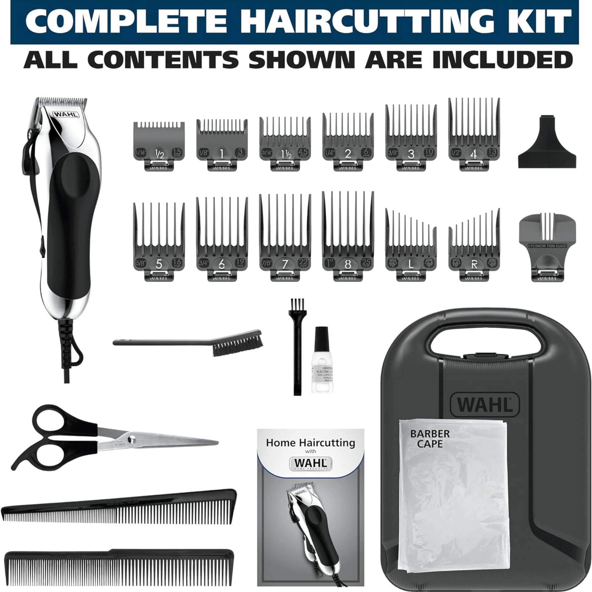 Wahl 24-Piece Chrome Pro Hair Clipper Kit Made in USA Jupiter Gear Home