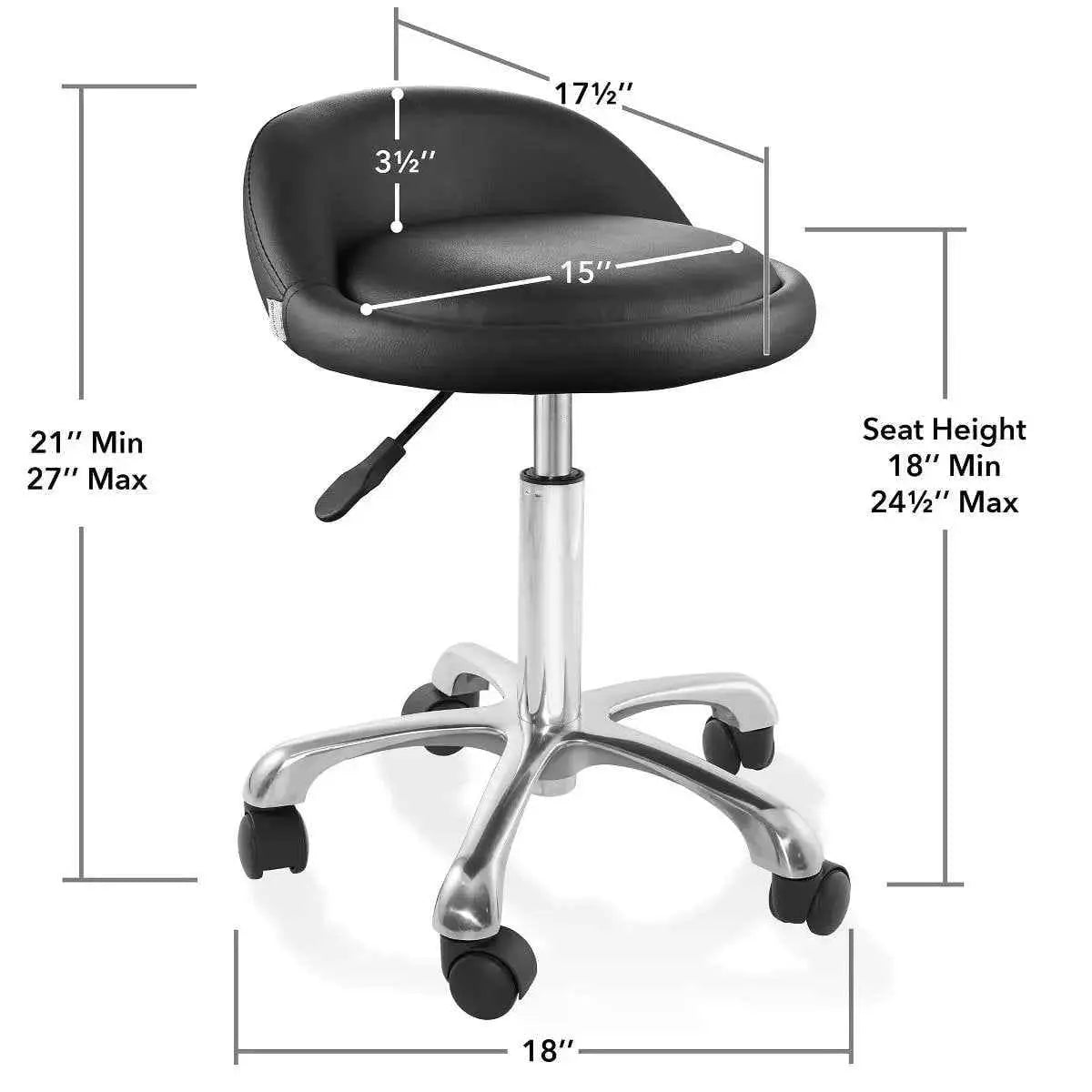Rolling Hydraulic Salon Stool with Backrest - Adjustable Swivel Chair Platinum-Level Office Chairs