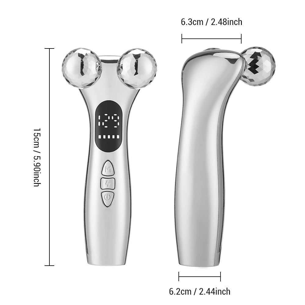 Silver Ergonomic EMS Microcurrent Facial Roller | Intelligent Pulse Face Slimming & Sculpting Device for Skin Tightening FLIPSTYLEZLLC
