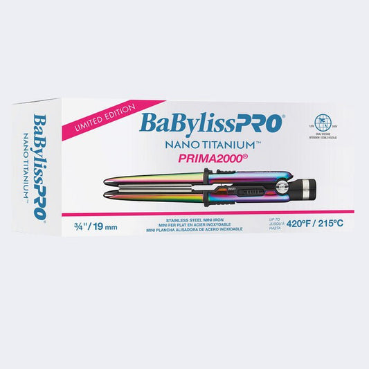 BaBylissPRO Iridescent Nano Titanium Prima2000 3/4" Mini Flat Iron VIP Extensions