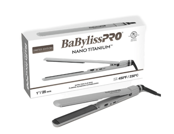 BaBylissPRO Nano Titanium 1" Ultra-Thin Flat Iron (Grey) VIP Extensions