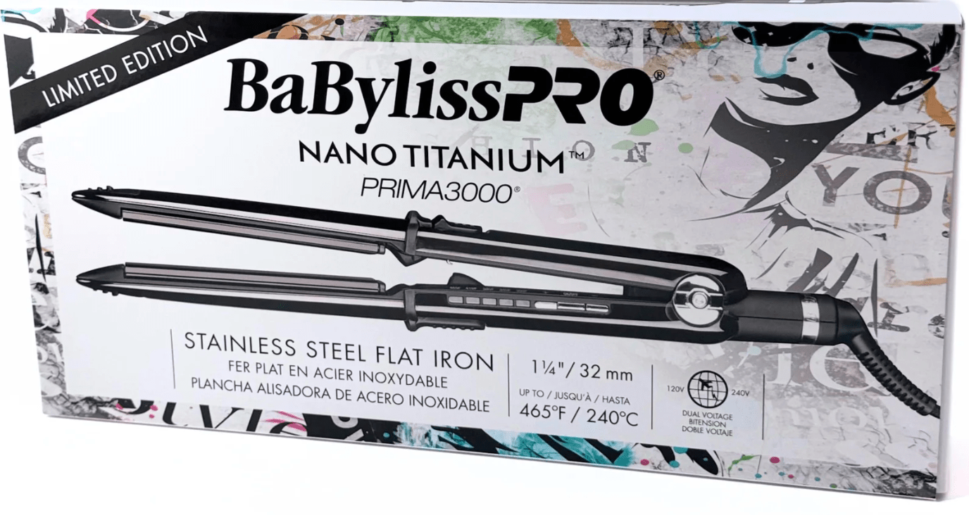 BaBylissPRO Nano Titanium Prima3000 1-1/4" Flat Iron (Black) VIP Extensions