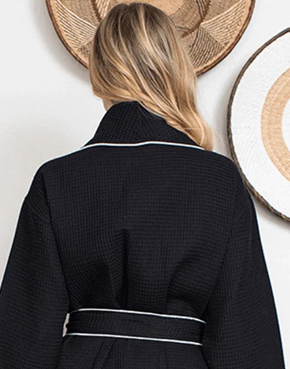 Knee-Length Waffle Robe for Women Lotus Linen