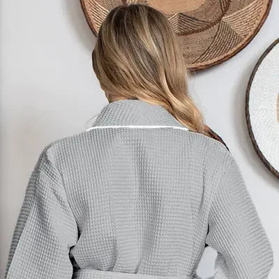 Knee-Length Waffle Robe for Women Lotus Linen