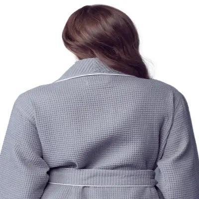 Women’s Waffle Piping Bathrobe – Lightweight Spa-Style Comfort Lotus Linen