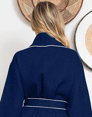Knee-Length Waffle Robe for Women Lotus Linen