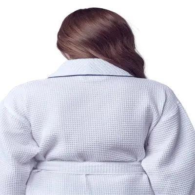 Women’s Waffle Piping Bathrobe – Lightweight Spa-Style Comfort Lotus Linen