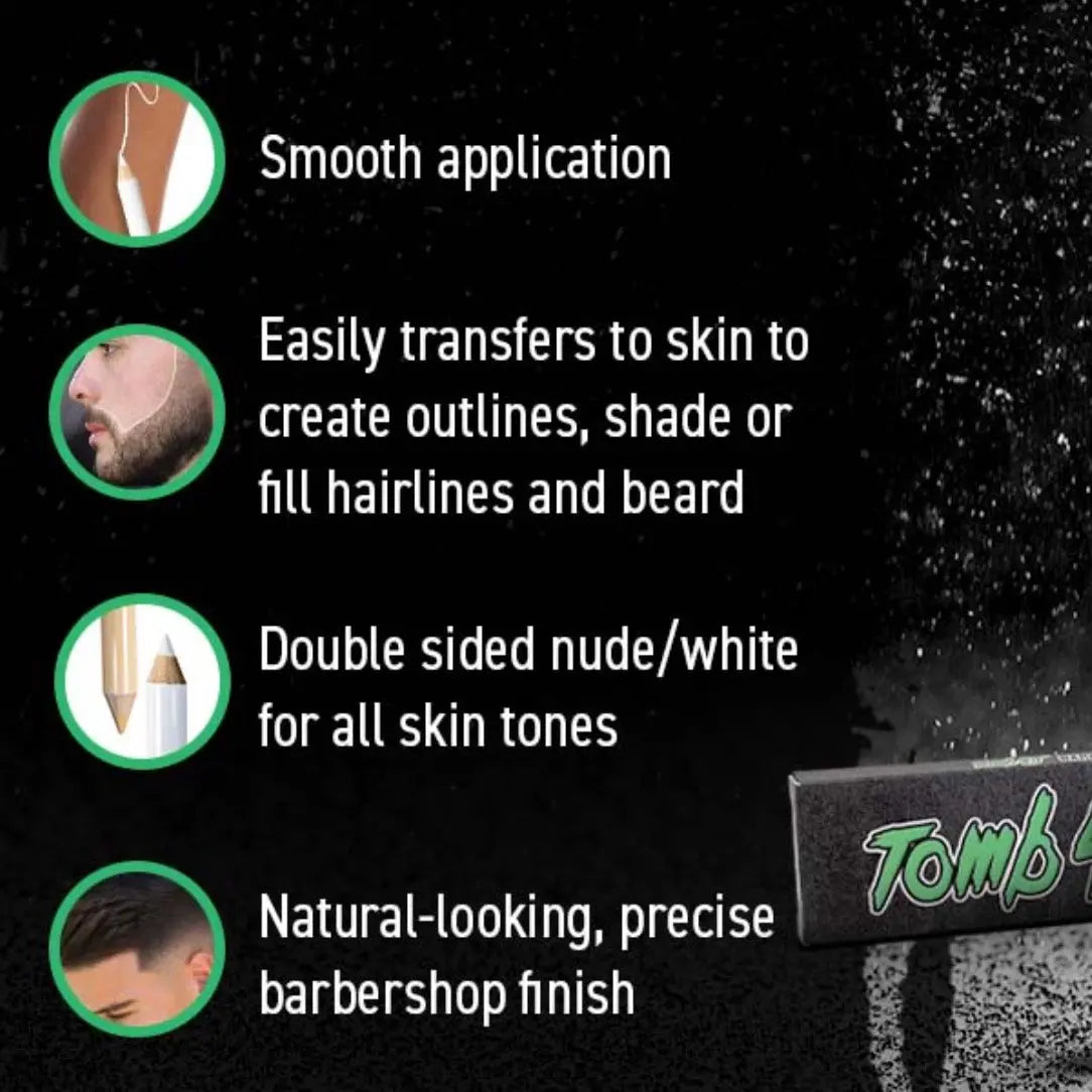 3PCS Tomb45 Barber Pencil – Hairline & Beard Trace Guide (With Sharpeners)