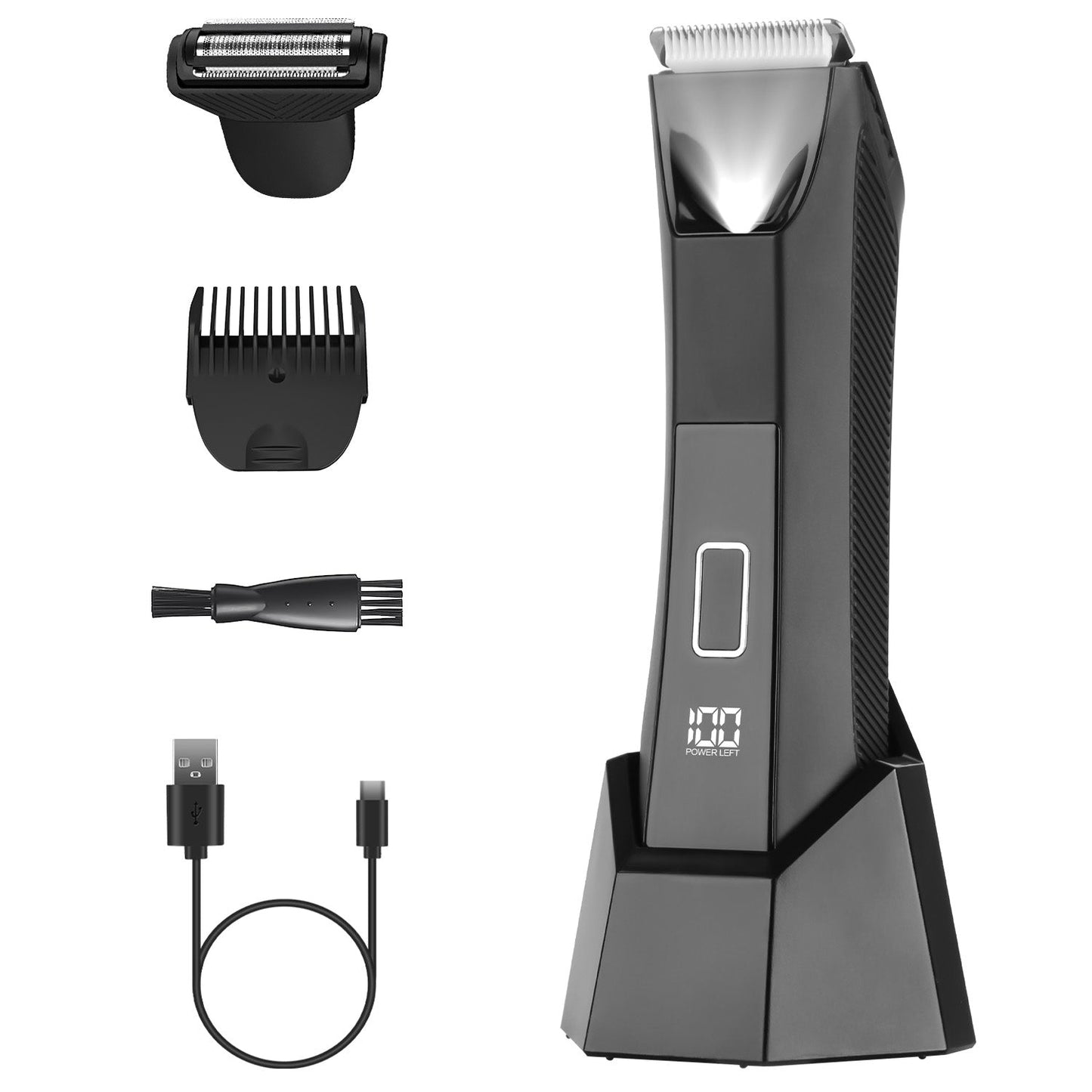 2-in-1 Electric Body Trimmer for Men, Cordless Beard & Groin Shaver, Waterproof IPX7 Razor with LED & LCD Display VYSN