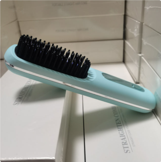 2 In 1 Straight Hair Comb Wireless Hair Straightener Brush Hair Fast Heating Portable Hot Curler USB Charging My Store