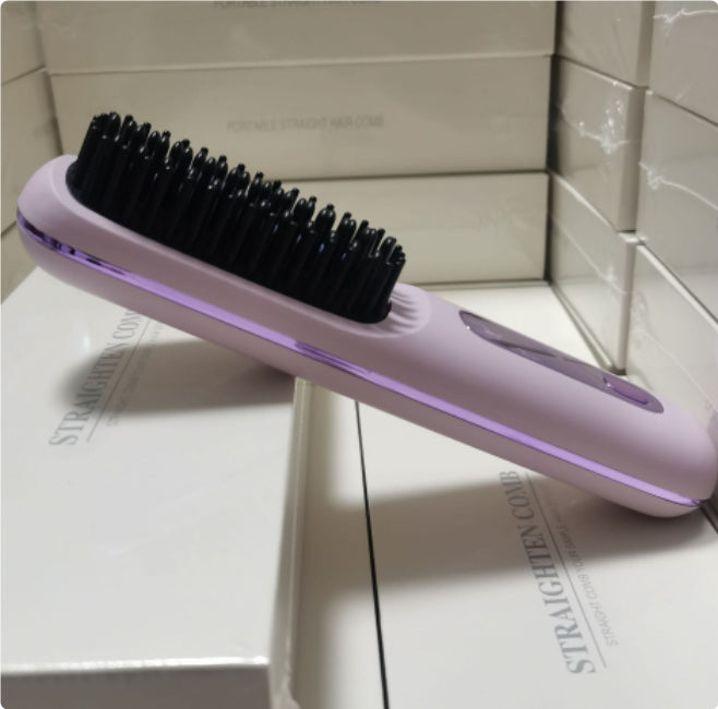 2 In 1 Straight Hair Comb Wireless Hair Straightener Brush Hair Fast Heating Portable Hot Curler USB Charging Elyvora LLC