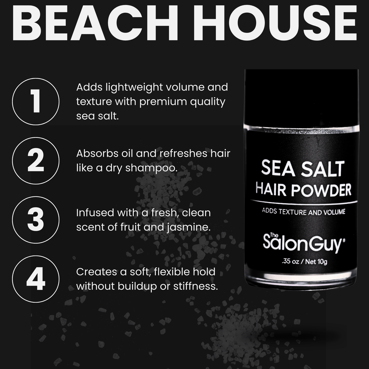 Beach House Sea Salt Hair Powder – Volumizing Matte Texture Powder for Fine or Oily Hair