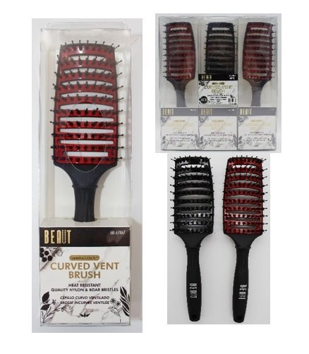 Beaut Heat Resistant Curved Vent Brush with Bristles VIP Extensions