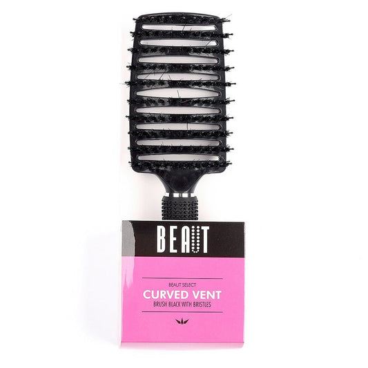 BEAUT SELECT CURVED VENT BRUSH BLACK WITH BRISTLES VIP Extensions