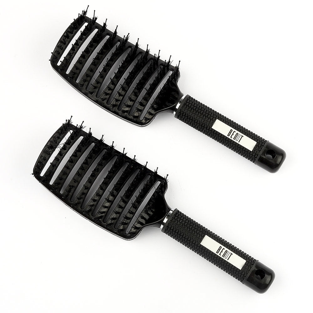 BEAUT SELECT CURVED VENT BRUSH BLACK WITH BRISTLES VIP Extensions