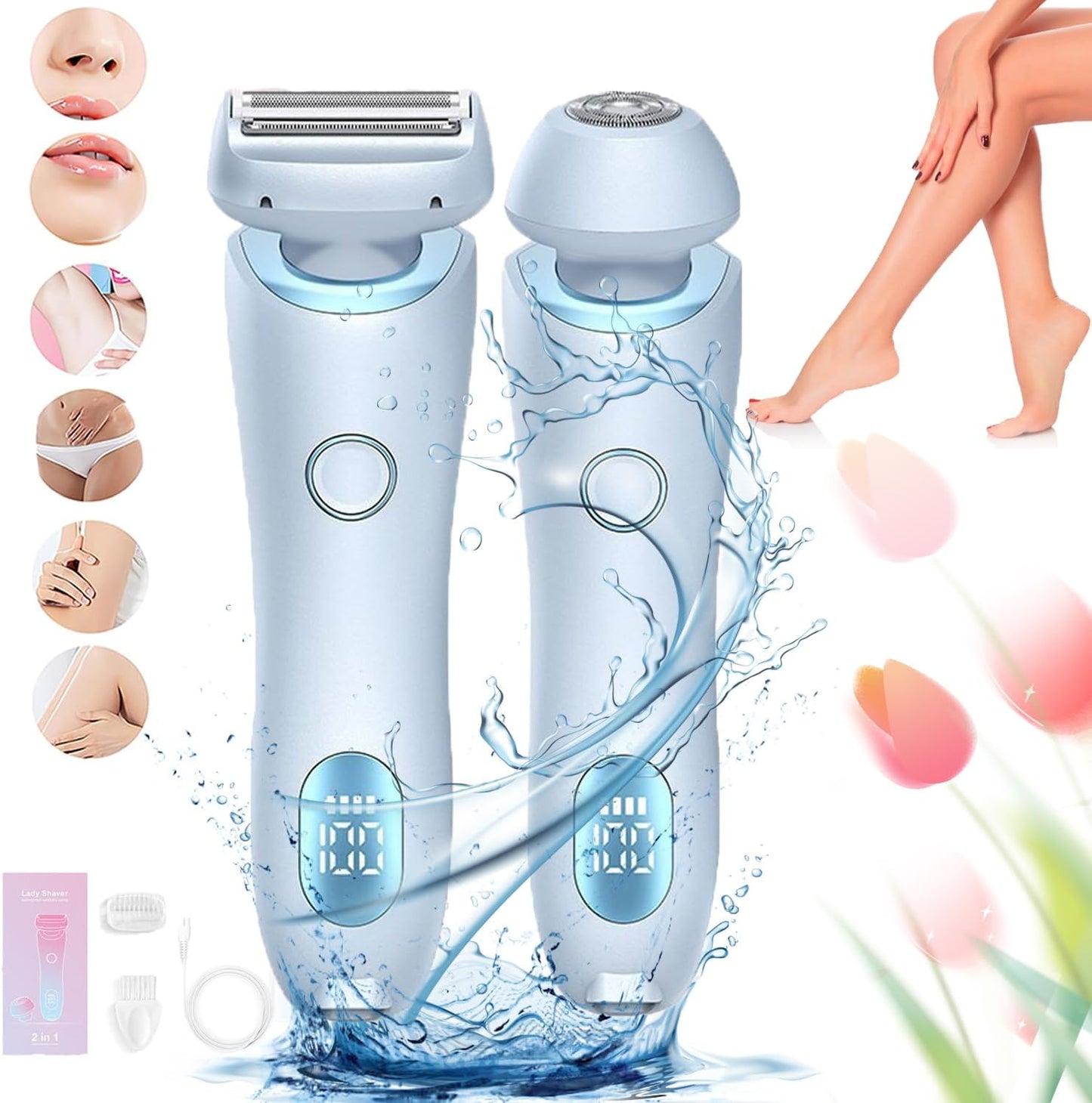 Beauty Bloom Electric Razor, Smoothshave Razor for Women, Smooth ShaveRazor, Omicove Goddess Shaver, Electric Shaver for Women,2 in 1 Wet Dry WaterproofRazor (Blue) 7DAY'S