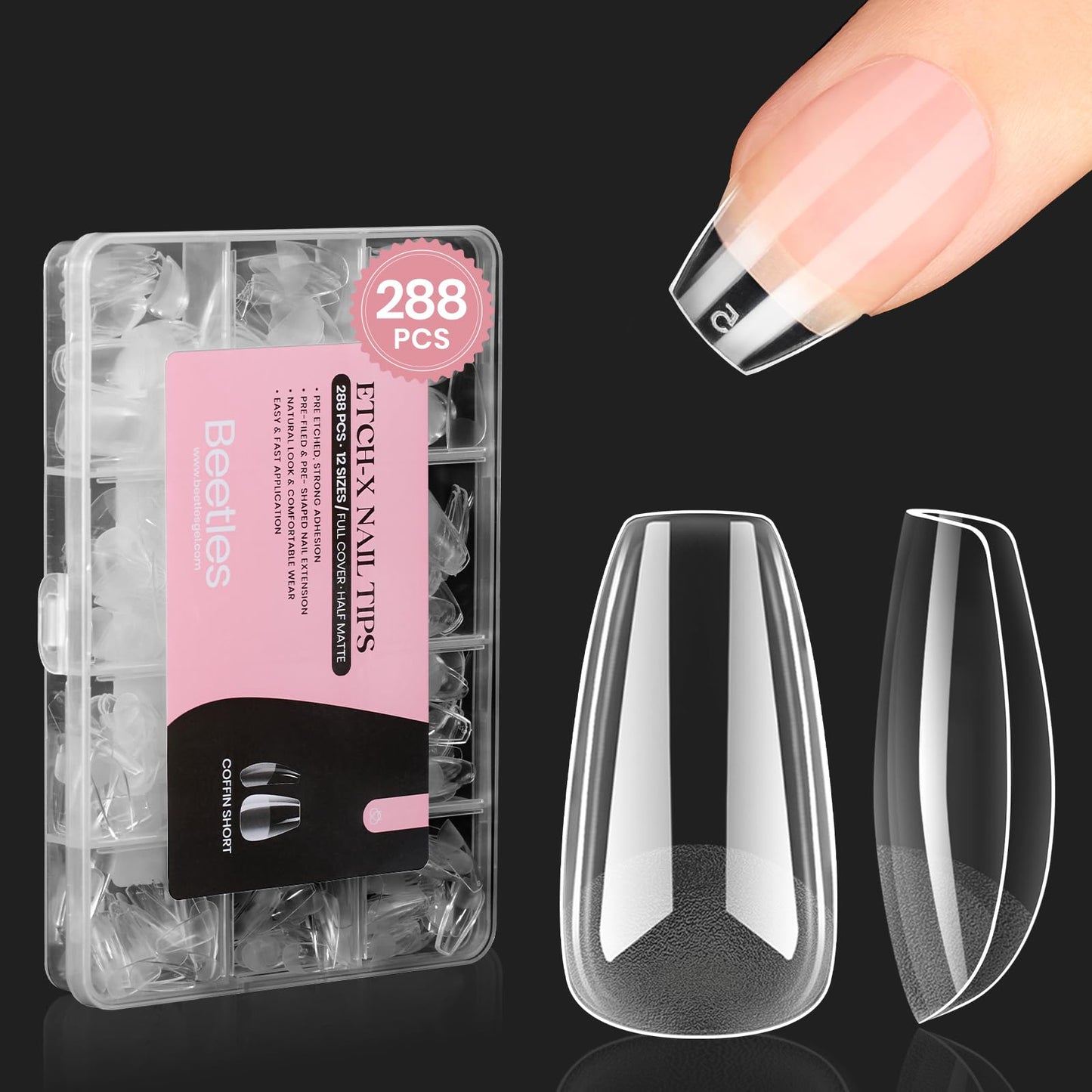 beetles Gel Polish 9 In 1 Gel Nail Glue for Clear Acrylic Nail Tips 2 Pcs 15ml Long Lasting Nail Gel Kit for False Nails Tips, Base Blooming Nail Gel, U V Light Required