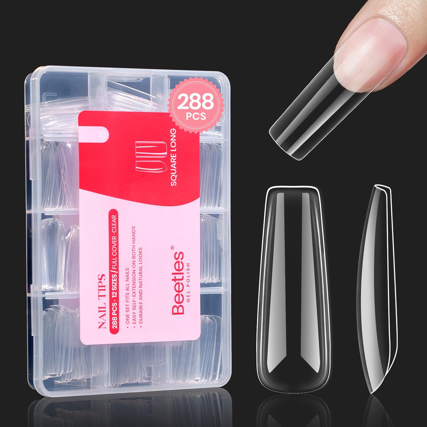 beetles Gel Polish 9 In 1 Gel Nail Glue for Clear Acrylic Nail Tips 2 Pcs 15ml Long Lasting Nail Gel Kit for False Nails Tips, Base Blooming Nail Gel, U V Light Required