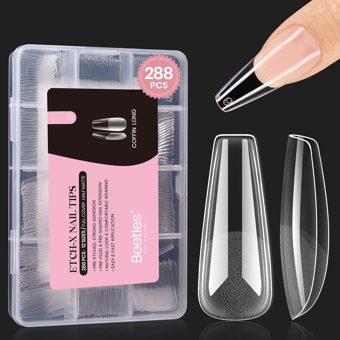 beetles Gel Polish 9 In 1 Gel Nail Glue for Clear Acrylic Nail Tips 2 Pcs 15ml Long Lasting Nail Gel Kit for False Nails Tips, Base Blooming Nail Gel, U V Light Required