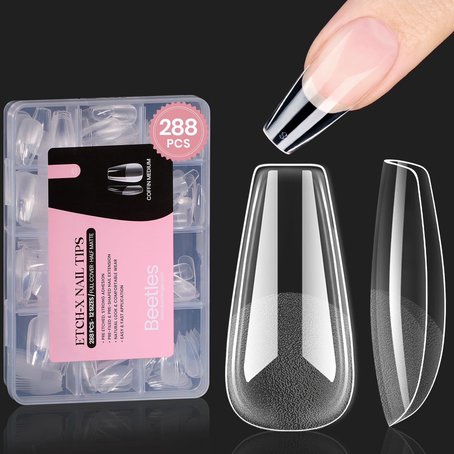 beetles Gel Polish 9 In 1 Gel Nail Glue for Clear Acrylic Nail Tips 2 Pcs 15ml Long Lasting Nail Gel Kit for False Nails Tips, Base Blooming Nail Gel, U V Light Required