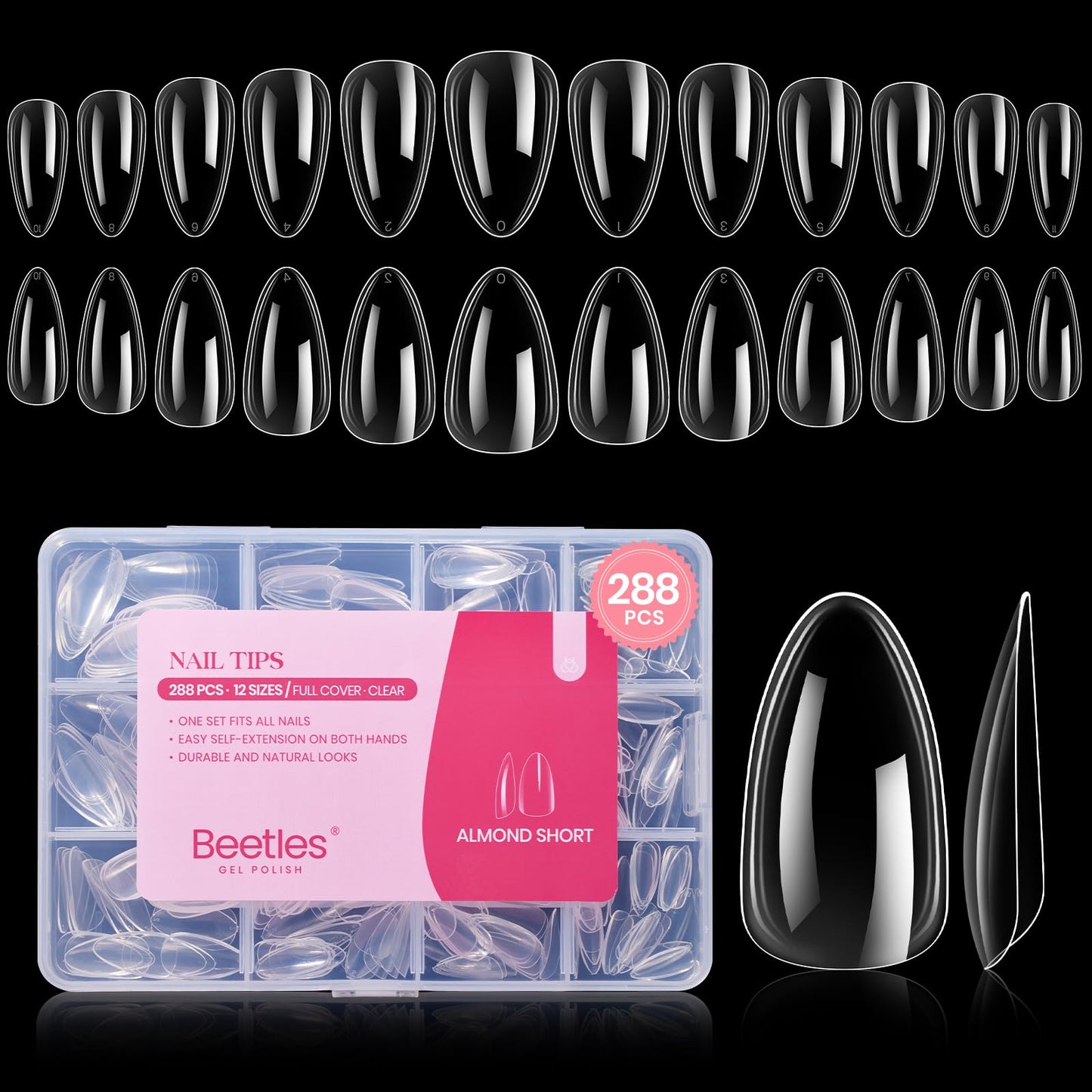 beetles Gel Polish 9 In 1 Gel Nail Glue for Clear Acrylic Nail Tips 2 Pcs 15ml Long Lasting Nail Gel Kit for False Nails Tips, Base Blooming Nail Gel, U V Light Required