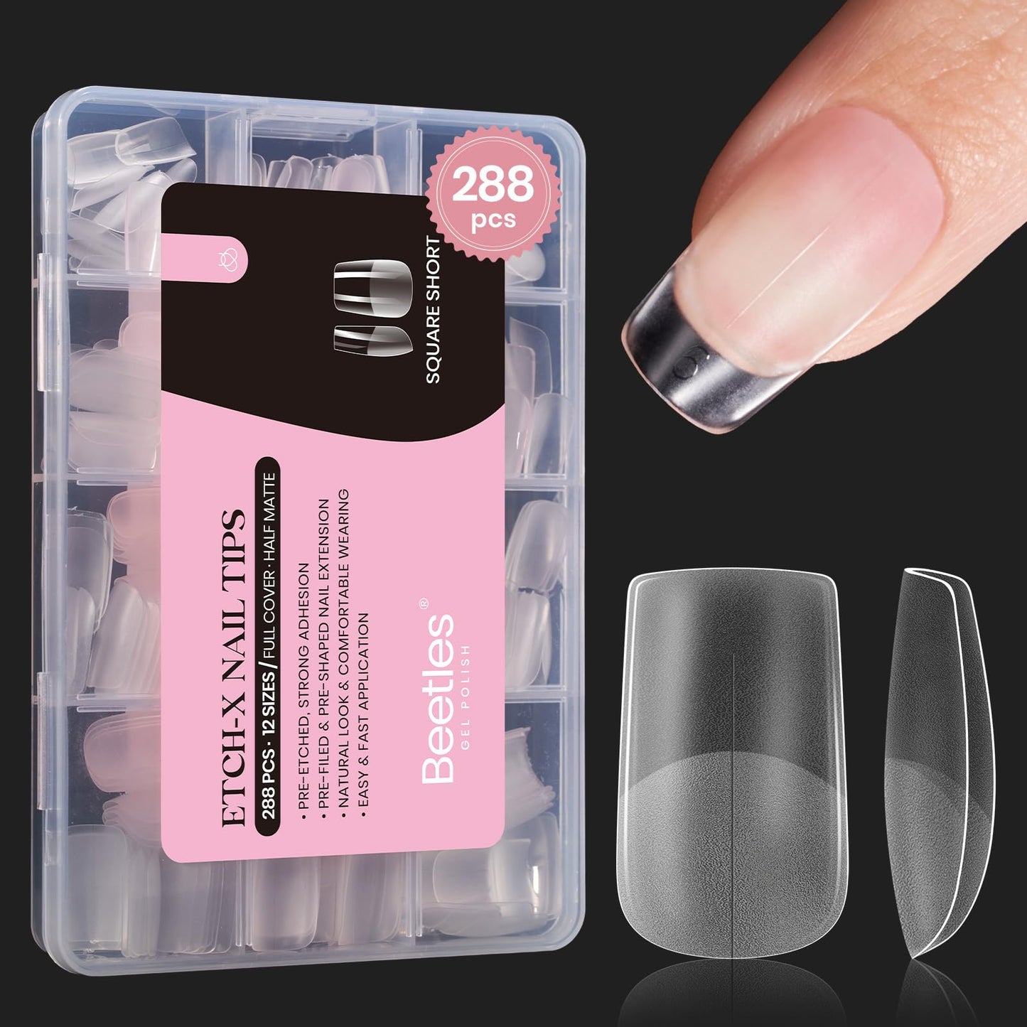 beetles Gel Polish 9 In 1 Gel Nail Glue for Clear Acrylic Nail Tips 2 Pcs 15ml Long Lasting Nail Gel Kit for False Nails Tips, Base Blooming Nail Gel, U V Light Required
