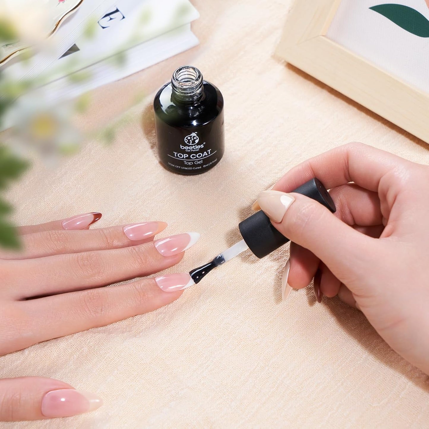 beetles Gel Polish No Wipe Gel Top Coat - Clear Color Top Coat Gel Nail Polish Shine Finish and Long Lasting, Soak Off Nail Lamp, 15ml Gift for Girls
