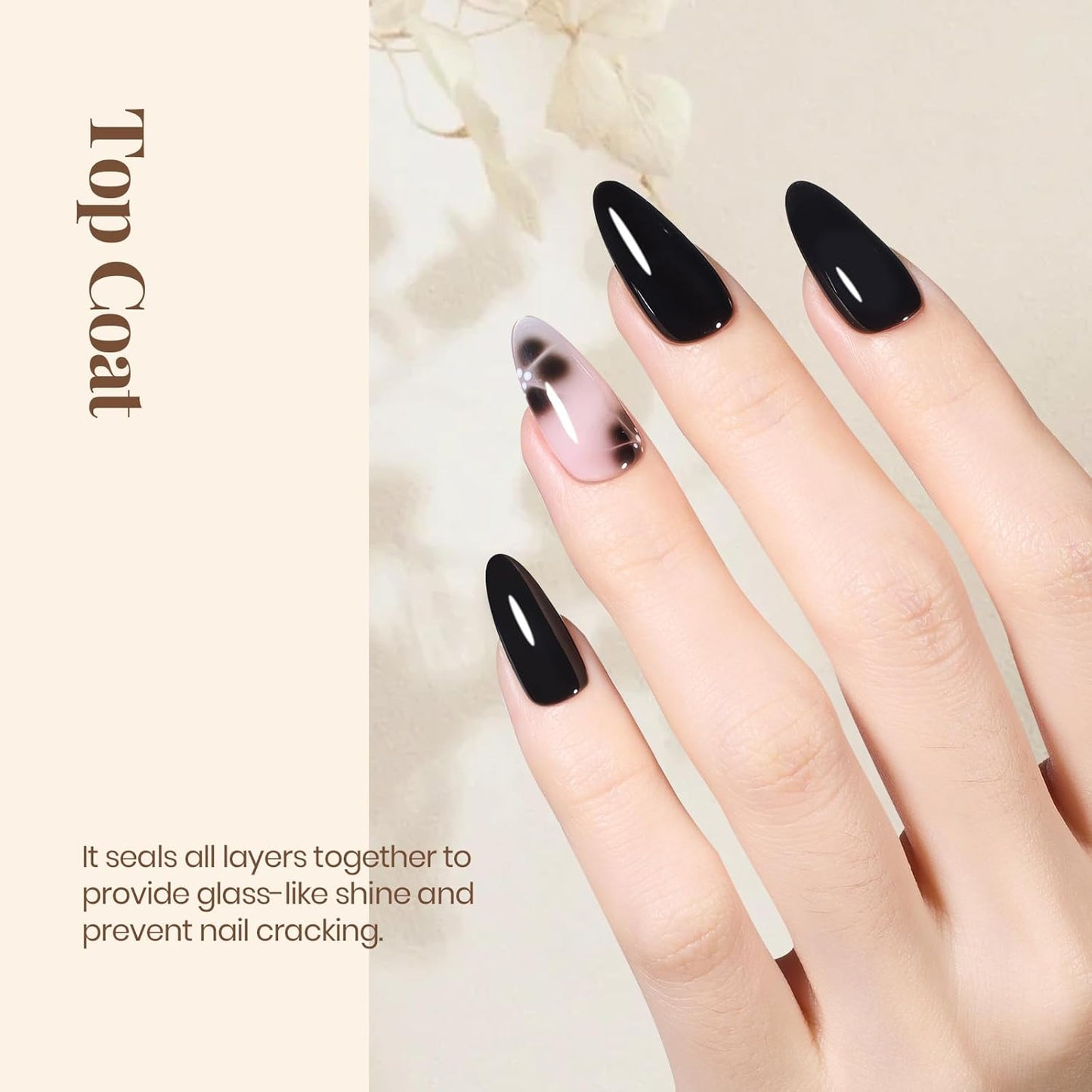 beetles Gel Polish No Wipe Gel Top Coat - Clear Color Top Coat Gel Nail Polish Shine Finish and Long Lasting, Soak Off Nail Lamp, 15ml Gift for Girls