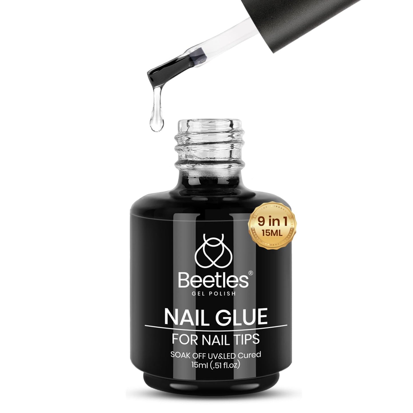 beetles Gel Polish No Wipe Gel Top Coat - Clear Color Top Coat Gel Nail Polish Shine Finish and Long Lasting, Soak Off Nail Lamp, 15ml Gift for Girls