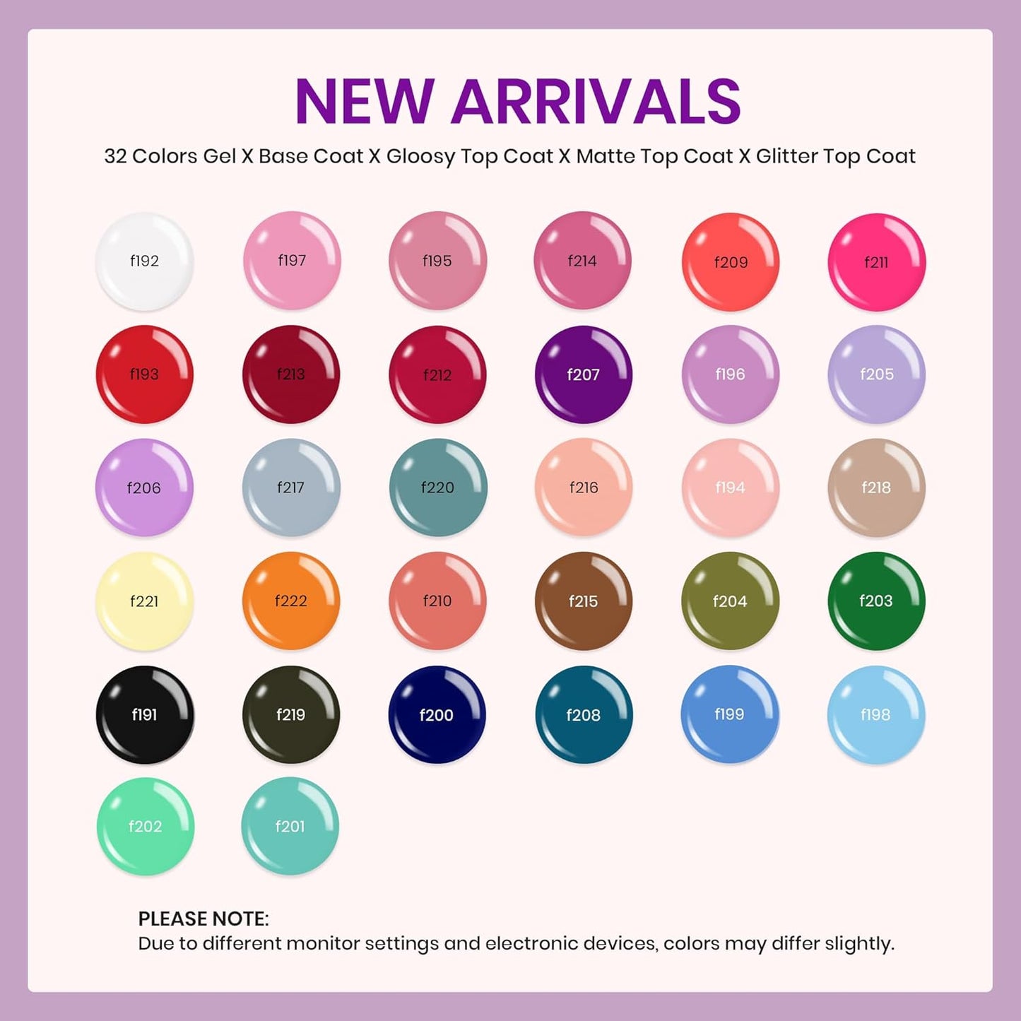 beetles Gel Polish Set Fall Gel Nail Polish Kit 36 Pcs 32 Colors with Base Top Coat Burgundy Red Blue Purple Hot Pink Green Black White Uv LED Lamp Nails Gifts for Women Fingertip Palette