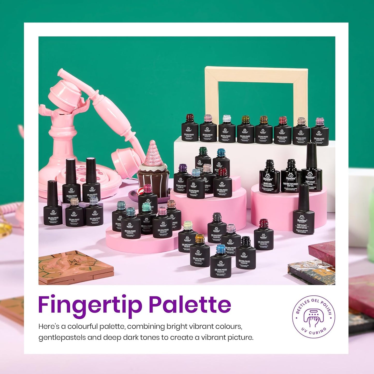 beetles Gel Polish Set Fall Gel Nail Polish Kit 36 Pcs 32 Colors with Base Top Coat Burgundy Red Blue Purple Hot Pink Green Black White Uv LED Lamp Nails Gifts for Women Fingertip Palette