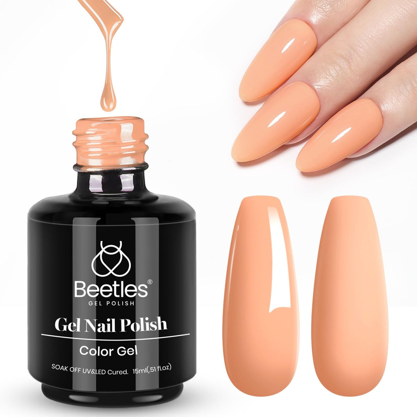 Beetles White Gel Nail Polish,15ml Summer Soak Off UV Gel Polish French Nail Art Manicure Salon DIY Design at Home Gift for Woman