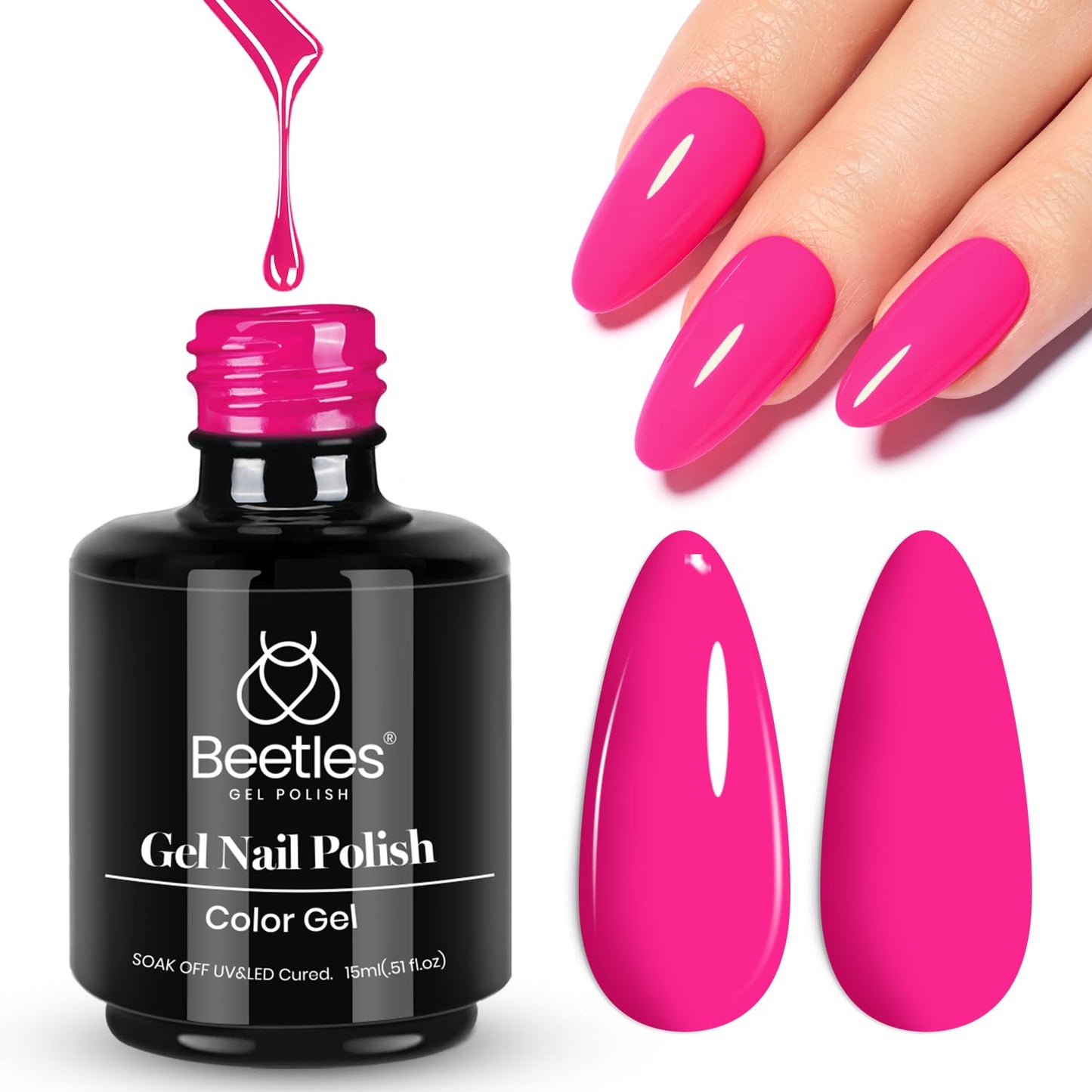 Beetles White Gel Nail Polish,15ml Summer Soak Off UV Gel Polish French Nail Art Manicure Salon DIY Design at Home Gift for Woman