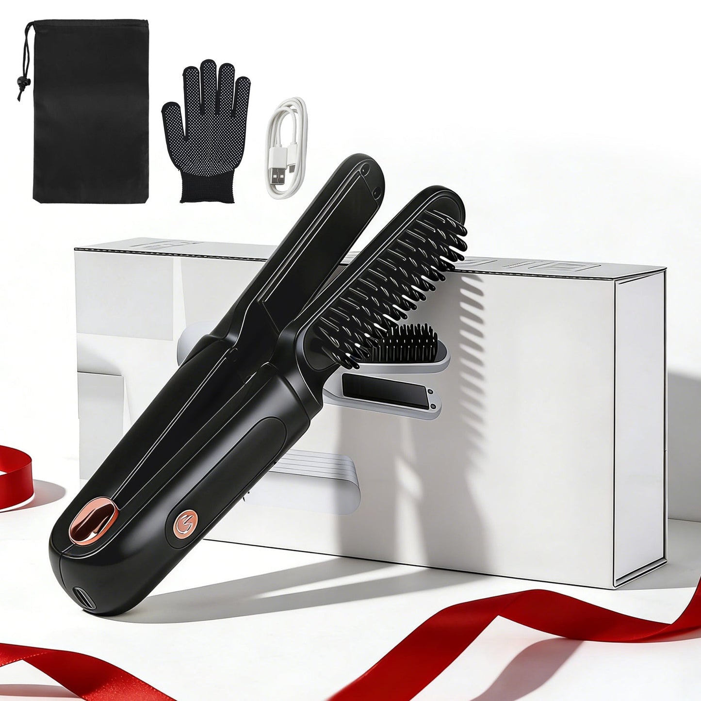 Cordless Hair Straightener Brush 2-in-1 Ceramic Flat Iron GBruno Store